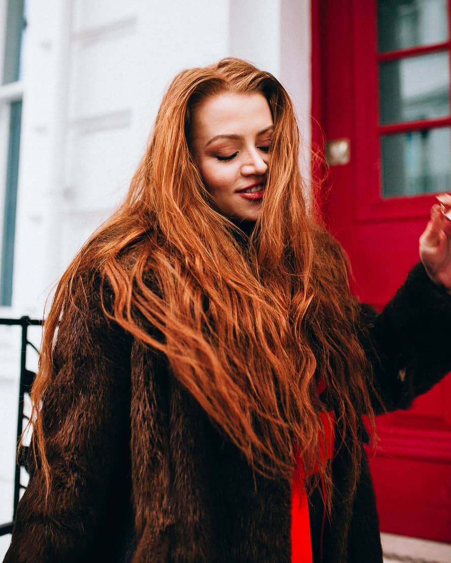 Olga Rossa Notting Hill photoshoot, architectural backdrop